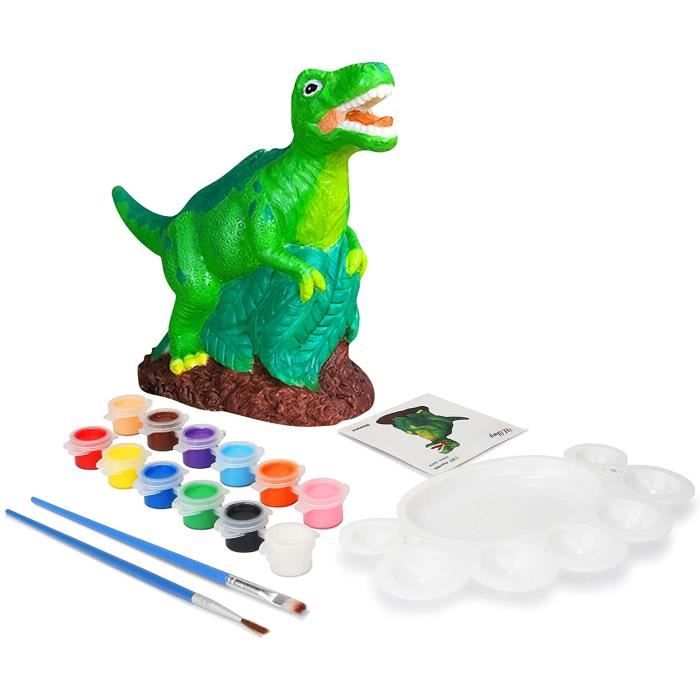 Kit de Peinture Complet avec Pinceau et Peinture pour Enfant Cadeau Kit de Loisir Creatif DIY Ulikey Dinosaure Peinture Tirelire Figurine de Dinosaure Colorillage Tirelire Moulage et Peinture