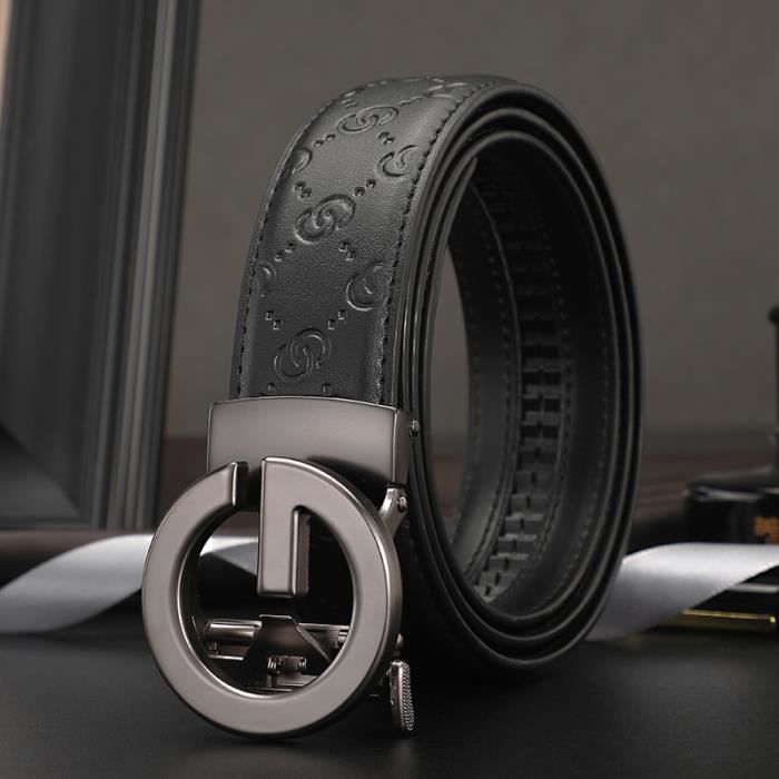 Ceinture Homme En Cuir Véritable Bleue Et Noire Extensible - Taille 37 - USA