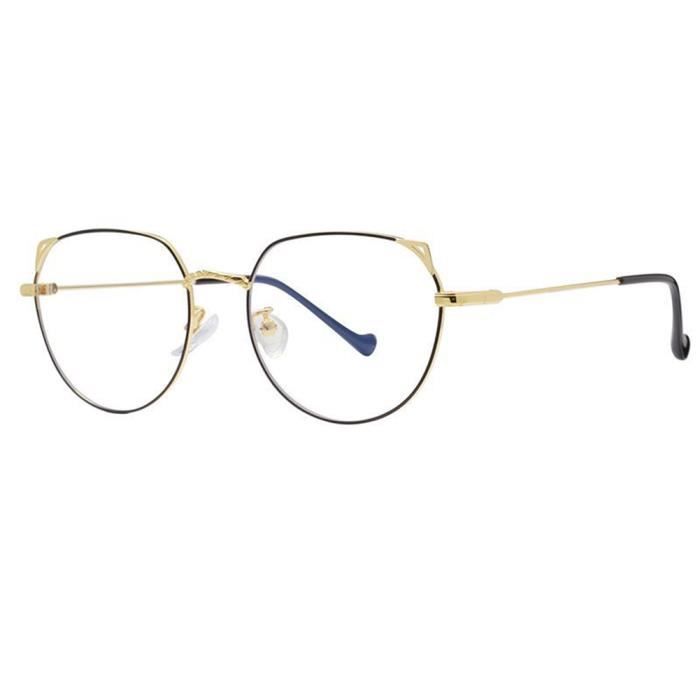 Lunettes Anti Lumiere Bleue Femme ILF Monture de Lunette Cadre Metal TR90 Anti Fatigue Oculaire Or Noir
