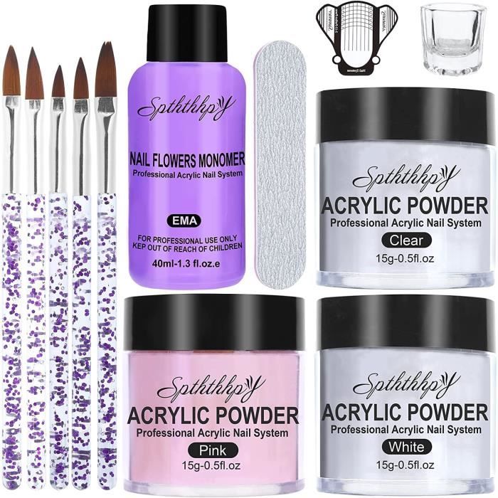 Kit Vernis À Ongles Complet 3Pcs 40Ml Professionnel - Poudre Et Liquide ...