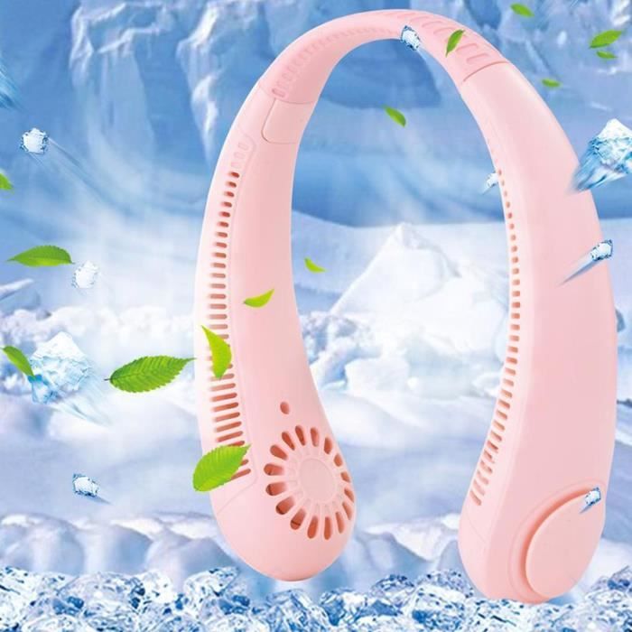 Ventilateur de Cou Portable Silencieux USB Rechargeable - BOOLING - Rose - 3 vitesses - 45 dB - Booling