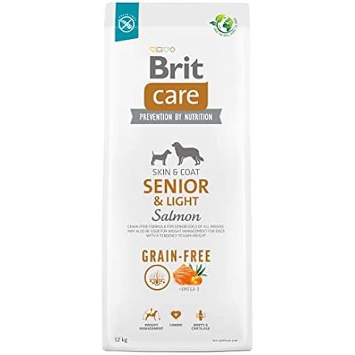 Nourriture sèche - BRIT CARE - Saumon Senior Light - 12 kg - Croquettes sans céréales - Pour chiens âgés Nourriture sèche - BRIT CARE - Saumon Senior Light - 12 kg - Croquettes sans céréales - Pour chiens âgés
