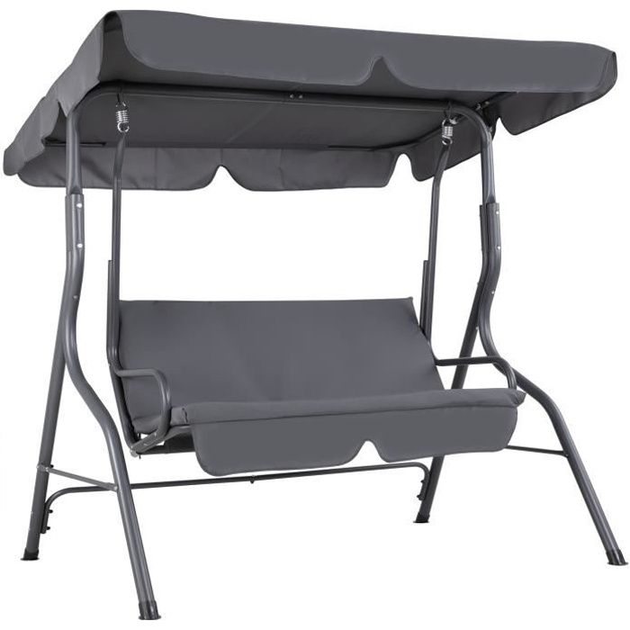 Casaria Balancelle de Jardin résistante aux intempéries max 200kg Pare-Soleil Pieds antidérapants Jardin Terrasse Balan��oire 140cm