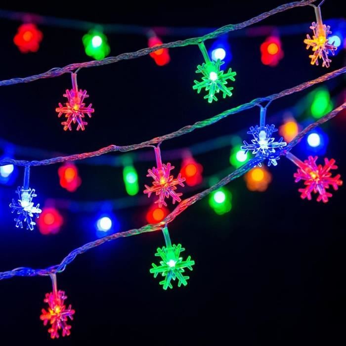 Guirlande Lumineuse Flocons De Neige 6m (20ft) - 40 LED - 2 Modes - Télécommande - Intérieur/Extérieur