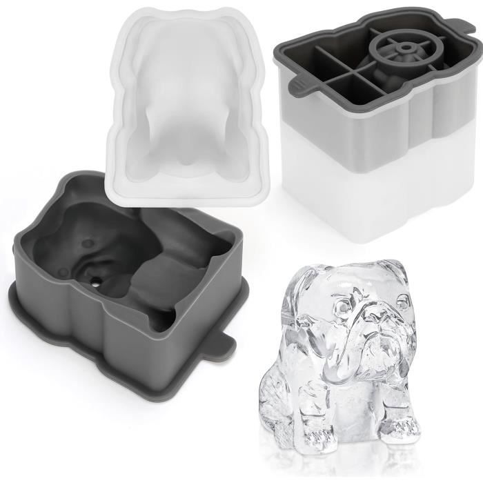 (Lot De 2) Moule A Glacon Silicone En Forme De Chien Moule Silicone Animaux Étanche Sans Bpa