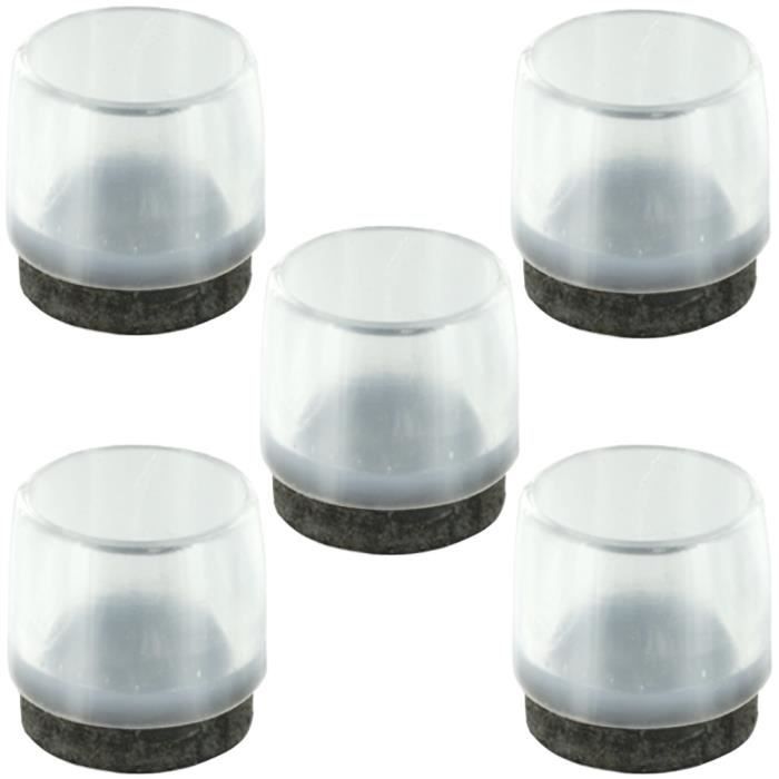 Embout rond diam. 16 mm anti-bruit enveloppant plastique transparent feutre  pour pied de chaise - Plastique Rond Feutre - Ajile