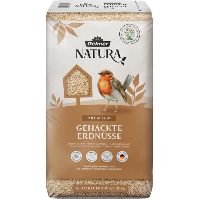 Nourriture pour oiseaux sauvages - DEHNER - Natura Premium - Arachides concassées - 20 kg - Riche en graisses (~50%)