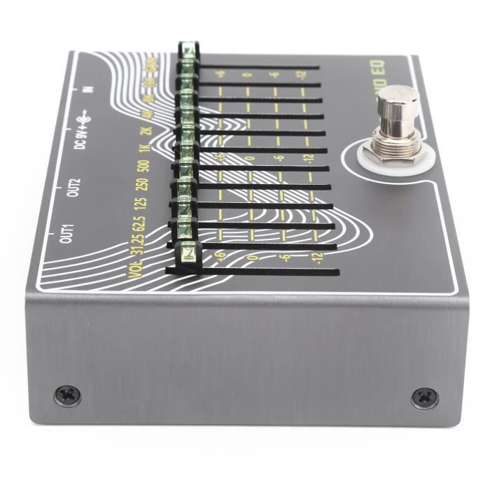 Dilwe égaliseur 10 bandes Égaliseur de guitare, argent Égaliseur portable à 10 bandes Pratique