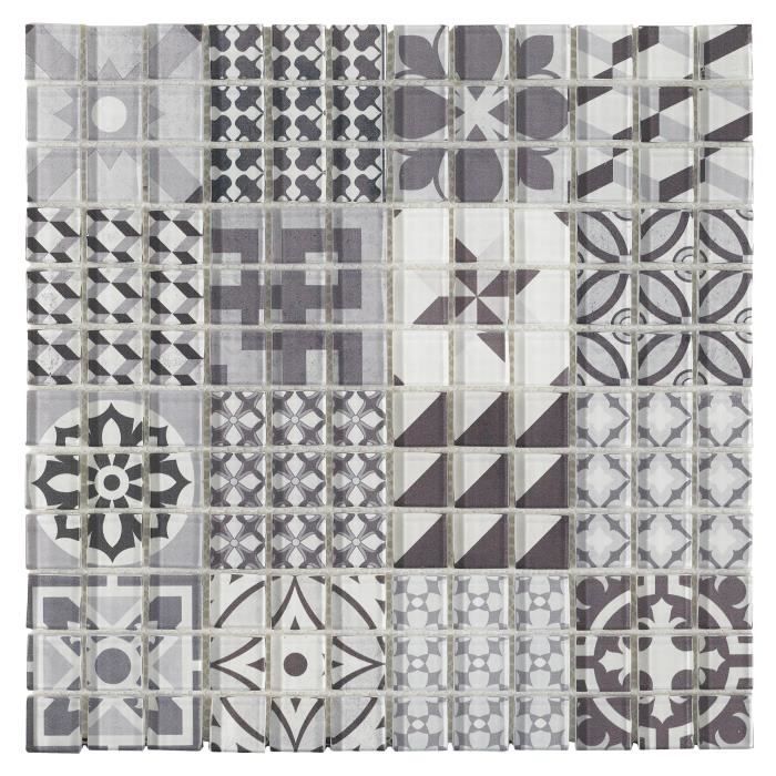 mosaique en carrelage effet carreaux de ciment 30 x 30 cm gris cdiscount bricolage