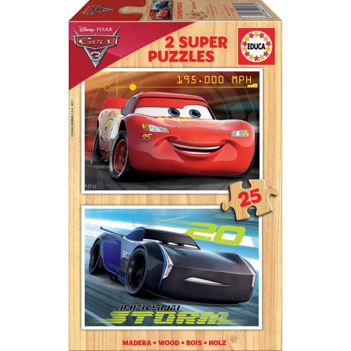 Puzzle en bois Cars 3 - EDUCA - 2x25 pièces - Pour enfants à partir de ...