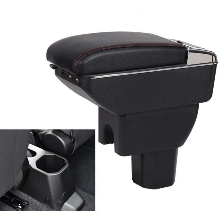 Accoudoir Central Avec Ports USB Pour Peugeot 2008 2012-2018 - Cuir PU - Rangement Supplémentaire - Noir/rouge - 9