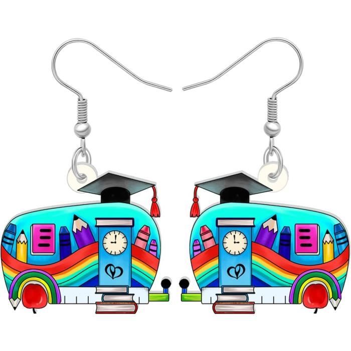 Boucles D'oreilles Pendantes Tête De Mort Acrylique - Style Mexicain Jour Des Morts, Motifs Floraux - Cadeau Halloween Gothique
