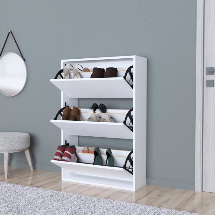 Meuble à chaussures Aurskog 110 x 74 x 24 cm blanc
