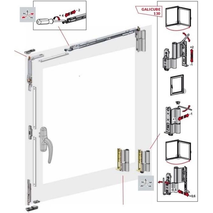 Kit Oscillo-battant complet FAPIM Galicube - Portée 110 Kg - Blanc - 1330AA-32