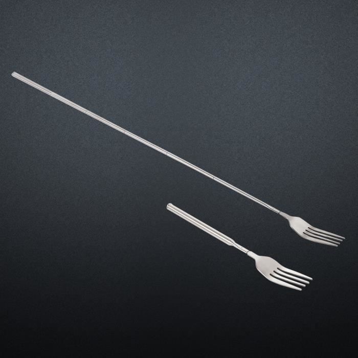 Fourchette Télescopique Longue Pour Barbecue - Acier Inoxydable - Longueur Réglable 22 à 64 Cm - Idéale Saucisses, Légumes