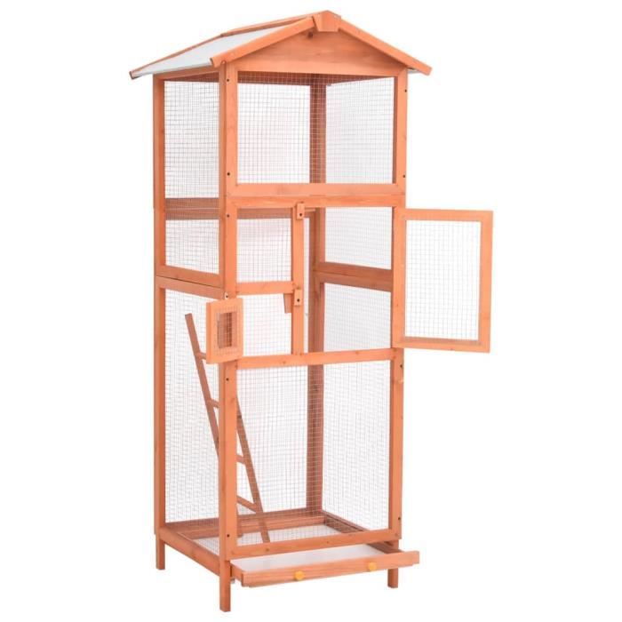 Cage à oiseaux en bois de sapin massif - MAD - GOT7685588774173 - Pour extérieur - 68x62x166 cm