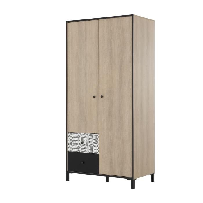 Manille Armoire 2 Portes Made In France Decor Chene Noisette