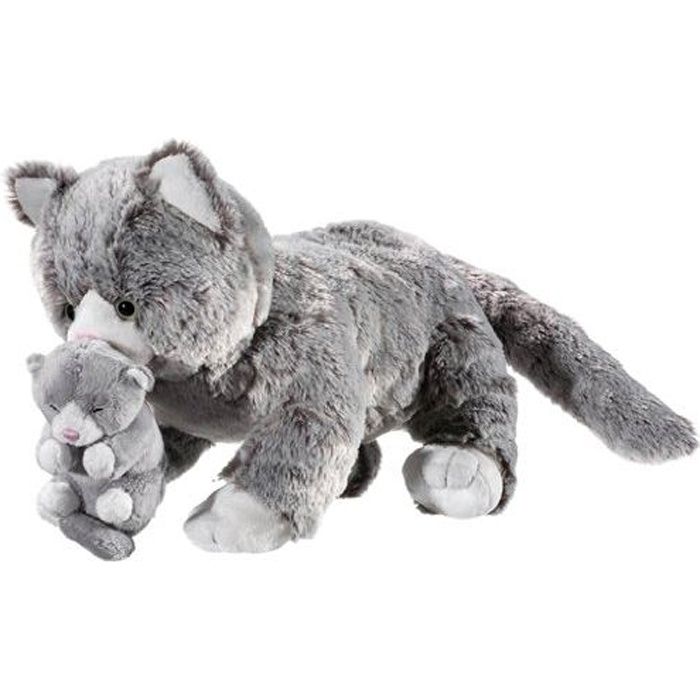 Peluche chat avec b b HEUNEC Softissimo Classics Gris 32 cm