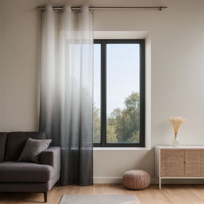Voilage fantaisie ombre - - Effet d&eacute;grad&eacute; Gris clair 140x240 cm