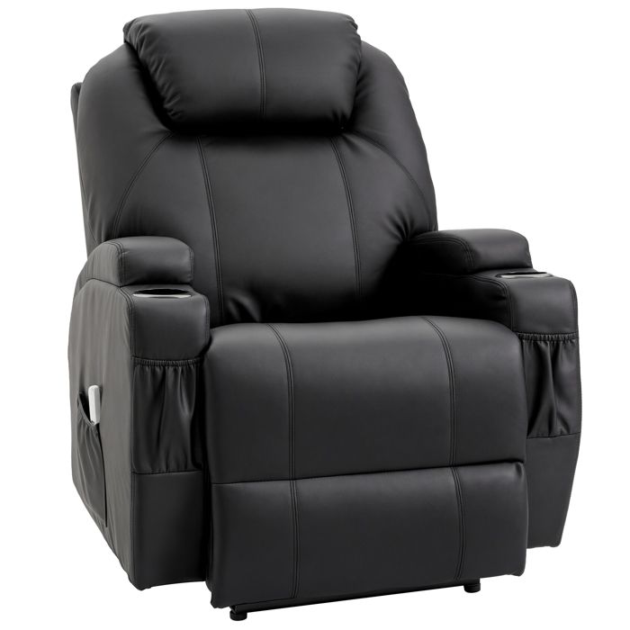 HOMCOM - Fauteuil de relaxation massant - Simili cuir - 82x97x110cm - Noir