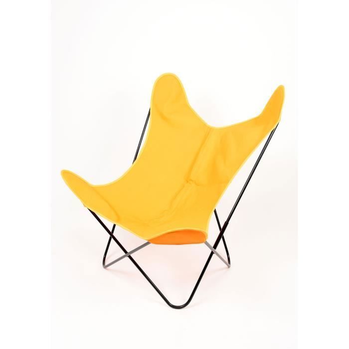 fauteuil papillon - home maison - en coton coloré jaune - contemporain - design