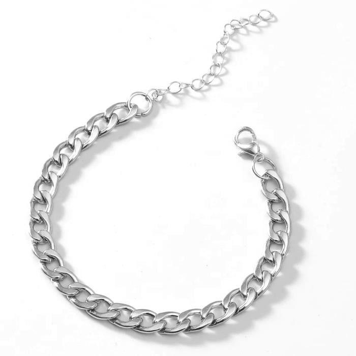 Bracelet homme gravé : Chaîne gourmette acier massive Suisse
