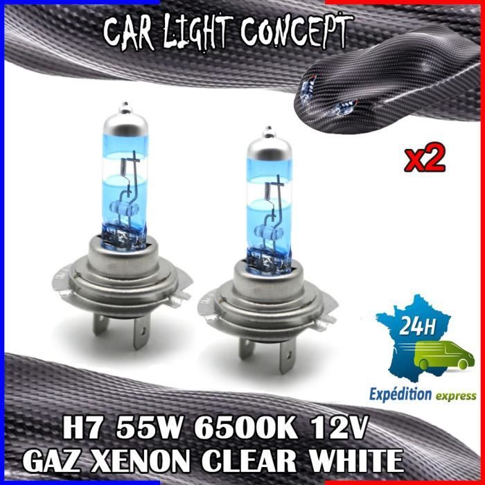 Ampoule Xenon HID H7 6000K 55W - Pour Kit Phare Xenon Voiture/Moto - Rechange - Blanc Froid