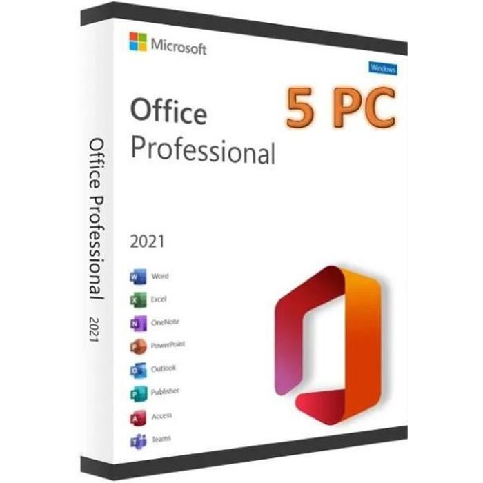 Microsoft Office 2021 Professionnel Plus (Professional Plus) 5 PC - Clé licence à télécharger - Rapide Mail & Messagerie Cdiscount