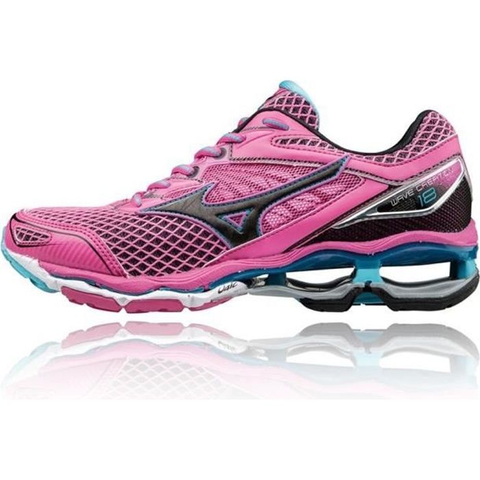 Chaussures De Running - Mizuno - Wave Creation 18 - Femme - Rose - Léger - Respirable