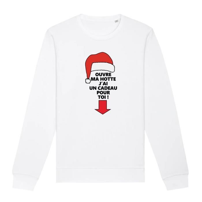 Pull noel Ouvre ma hotte Pour Homme Coton 100 bio Confectionne en France Blanc Cdiscount Pret a Porter