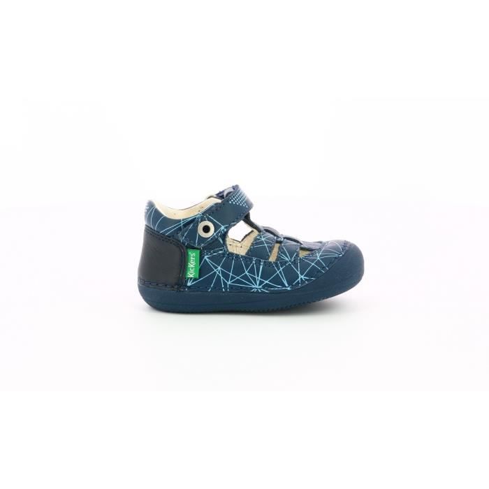 Sandale enfant Kickers Sushy Bleu Fermeture Scratch