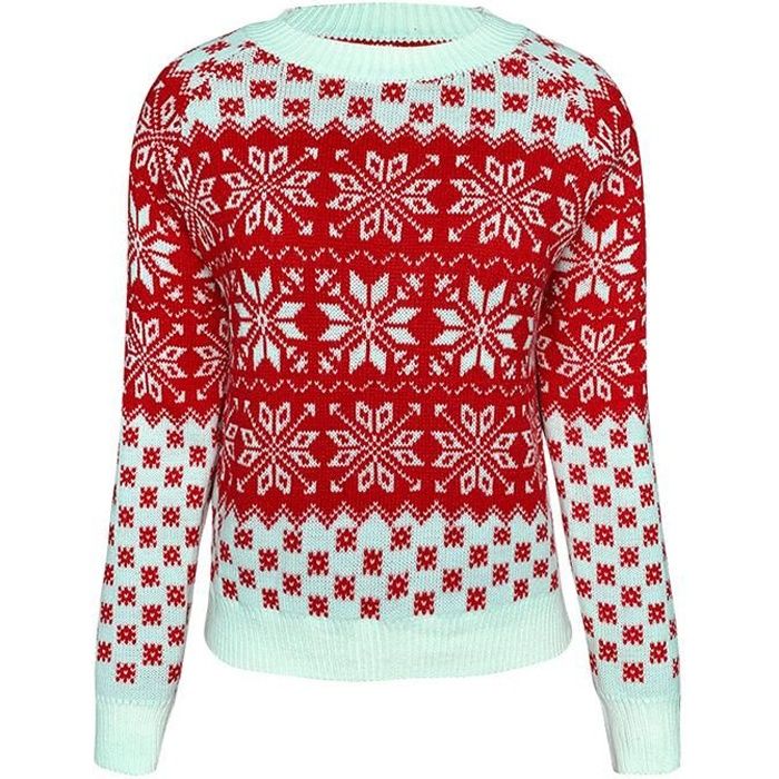 Pull De Noël 'Ugly' Femme - Motifs Notes & Flocons - Sans Capuche, Col Rond - Taille Adolescente à Adulte