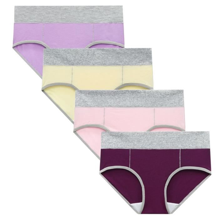 Lot De 6 Culottes Coton Fille 8-16 Ans – Couleur Unie, Taille Haute, Confort & Respirant