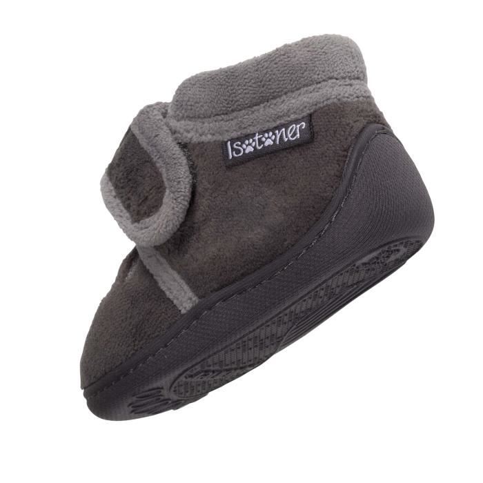 Isotoner Chaussons Broderie Ours Gris Gris Mixte Bebe Gris Cdiscount Chaussures