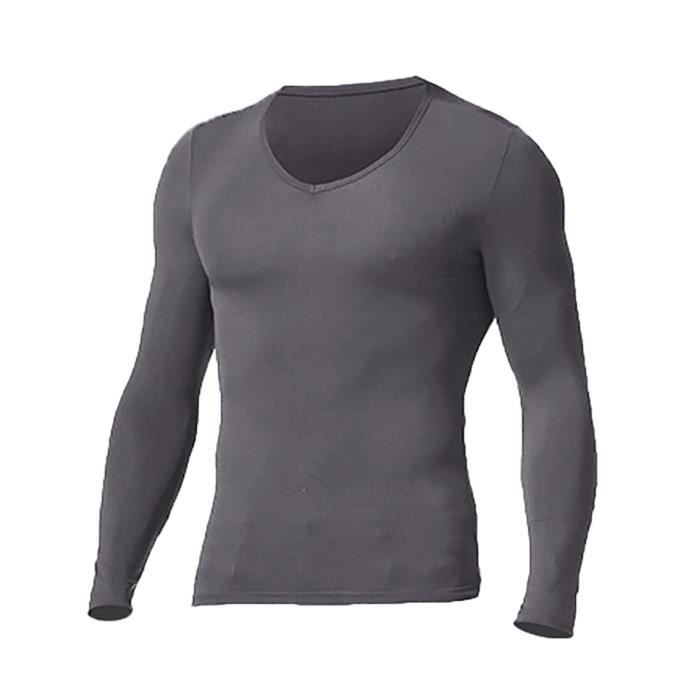 YOOJIA Haut Thermique Homme Chaud Lingerie de Nuit sous Pull Manche Longue Hiver T-Shirt Thermique Chaud sous Vêtement Col Moutant Grande Taille