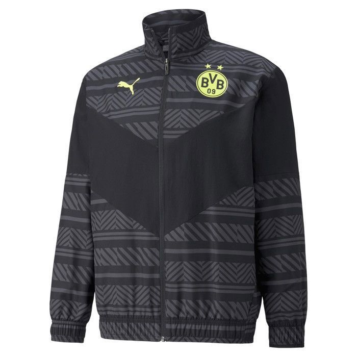 Veste de surv tement Puma BVB PREMATCH Noir jaune fluo Cdiscount