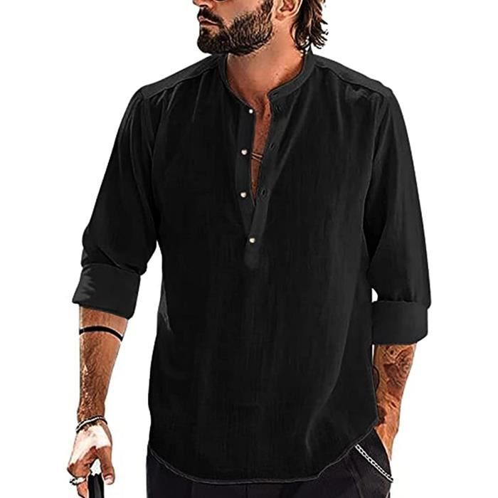 Chemise en deals lin noir homme