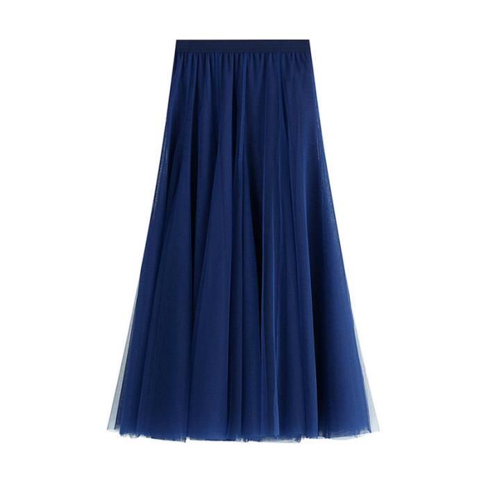 Jupe En PU Noir Pour Femme - Taille Haute, Élastique - Longue Jupe Décontractée - Imperméable Et Facile à Nettoyer