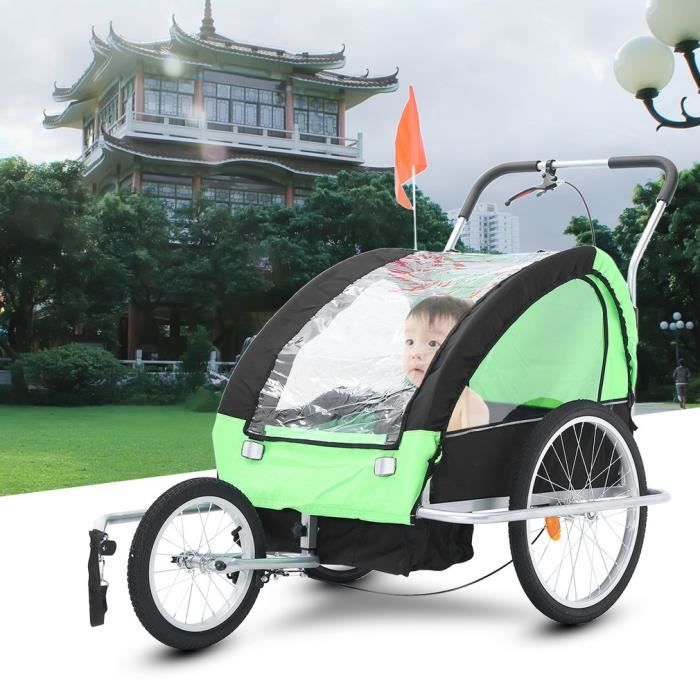Remorque poussette chariot 2 en 1 porte b b 3 roues pour