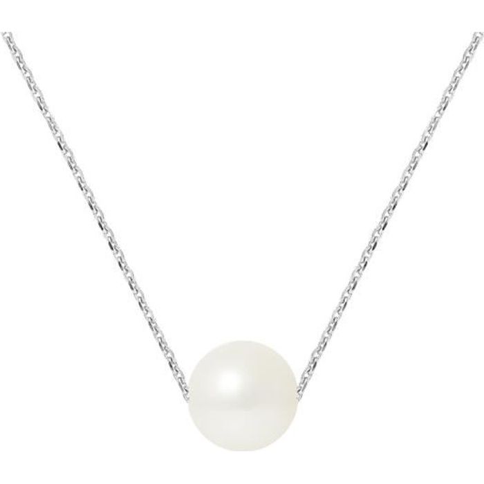 perlinea - collier perle de culture d'eau douce aaa+ - ronde 8-9 mm - blanc naturel - argent 925 millièmes - bijoux femme