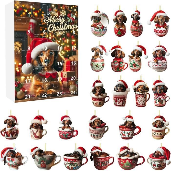 Calendrier de l'Avent de Noël – Ornements de Noël en forme de poussin