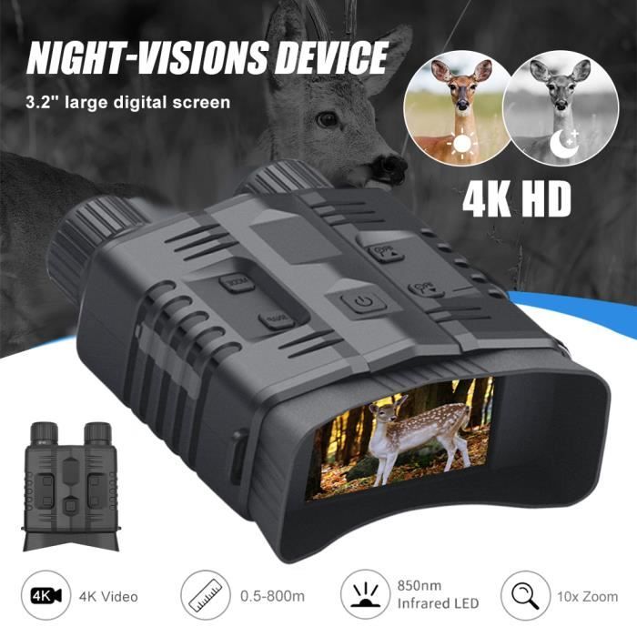 Jumelles Vision Nocturne 4K Avec Enregistrement - Zoom 8x, 40MP, Portée 600m, Infrarouge, Inclut Carte SD 32Go