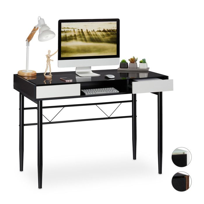 Relaxdays Bureau En Verre Avec Cable Table Avec Tiroirs Table En Verre Pour Pc Hlp 78x110 X 55 Cm Differentes Couleurs Achat Vente Bureau Bureau 4052025933173 Cdiscount
