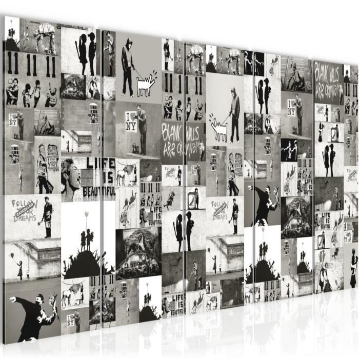 Runa Art - Tableau Banksy Fille Au Ballon Bleu 1 Pièce - Toile Non Tissée Street Art Moderne Pour Salon, Chambre Ou Bureau - Décoration Murale Urbaine Pop Art