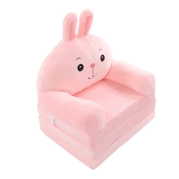 SALALIS Fauteuil de dossier de canapé pliable en peluche pour enfants Canapé pliable 2 en 1 pour enfants, meuble divan Rose