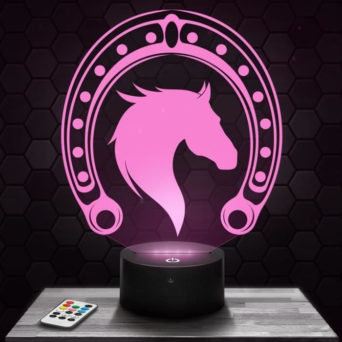 Lampe Néon LED Cheval Bleu Et Jaune - 24x23 Cm - Alimentation USB - Décoration Murale Chambre, Boutique