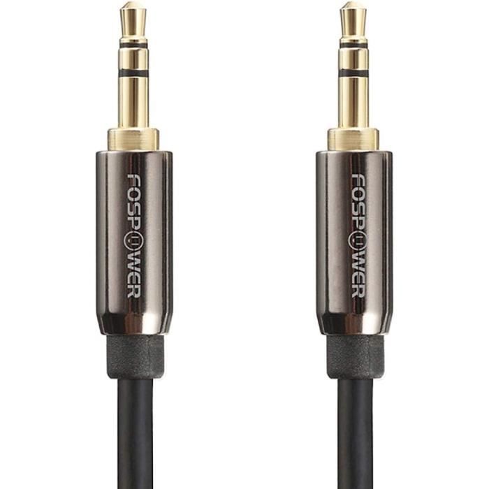 Câble Audio Auxiliaire 3,5mm Mâle-mâle FosPower 30cm – Connecteurs Plaqués Or – Noyau Cuivre – Double Blindage – Pour IPhone, Autoradio, MP3 - 6