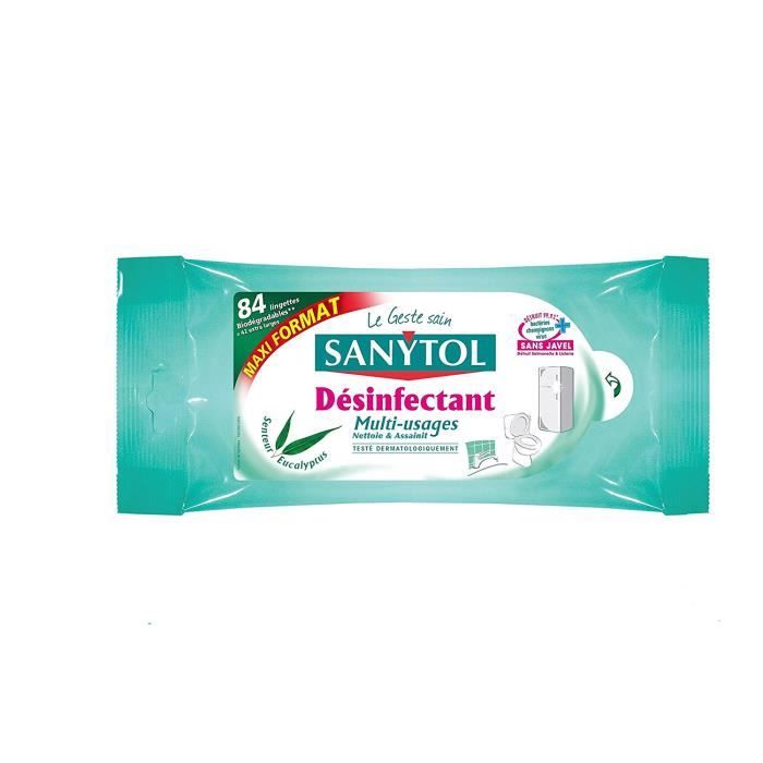 Sanytol Set de 84 Lingettes Désinfectantes Multi-Usages Eucalyptus
