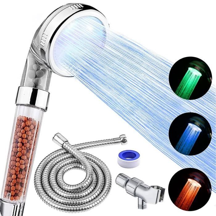 Ensemble De Douche Filtré Ryamen 25,4 Cm - Pommeau De Pluie + Pommeau à Main, 3 Voies, 7 Jets, Filtration KDF-55 - Barre Coulissante, Tuyau 1,5m
