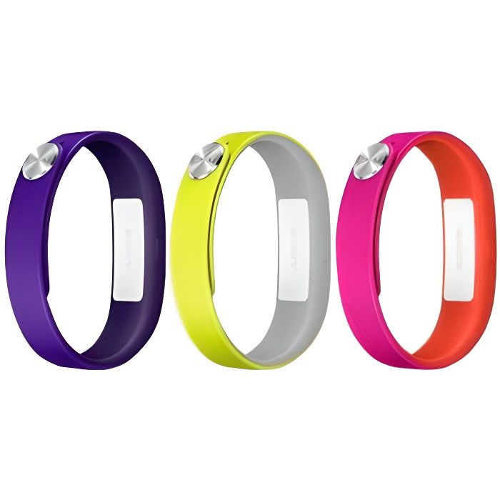 Bracelets connectés SONY Smartband - Pack de 3 bracelets Violet / Jaune / Fushia - Taille large